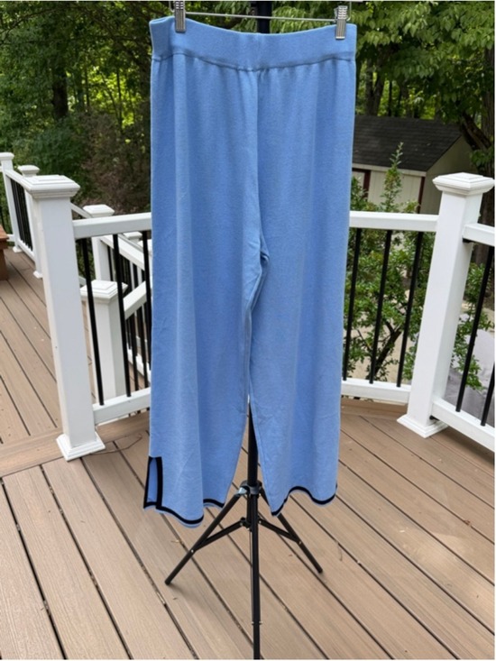 Unbranded Pants - Light Blue Wide Leg Pants with Dark Blue Trim
